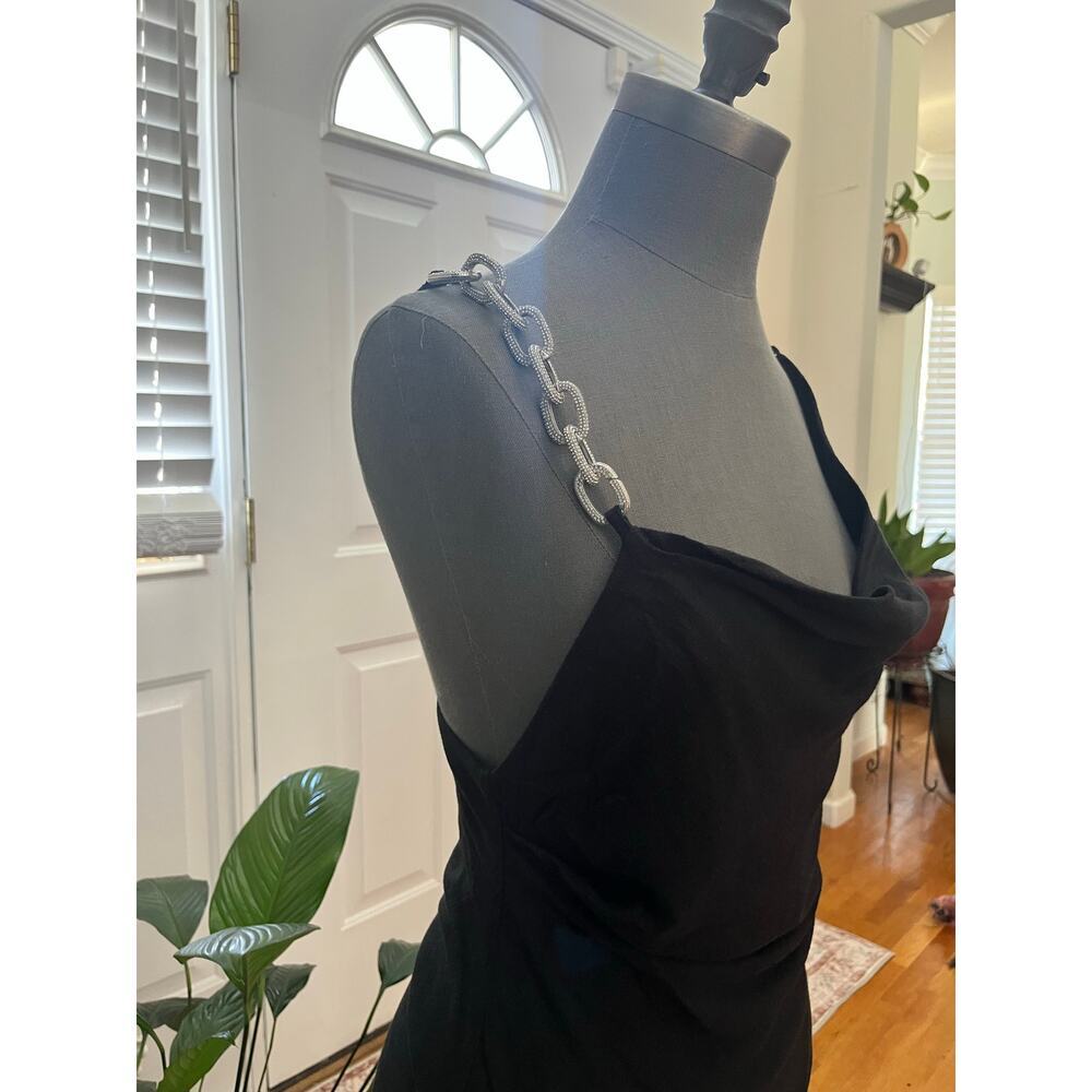 Giuseppe Di Morabito Asymmetric Hem Side High Slit Rhinestone Strap Dress 00 - Picture 6 of 14